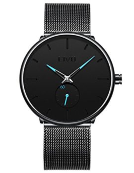 CIVO-Mens-Black-Ultra-Thin-Watch-Minimalist-Fashion-Luxury-Wrist-Watches-for-Men-Business-Dress-Waterproof-Casual-Quartz-Watch-for-Man-with-Stainless-Steel-Mesh-Band-Sub-Dial-0-0