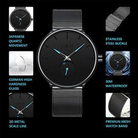 CIVO-Mens-Black-Ultra-Thin-Watch-Minimalist-Fashion-Luxury-Wrist-Watches-for-Men-Business-Dress-Waterproof-Casual-Quartz-Watch-for-Man-with-Stainless-Steel-Mesh-Band-Sub-Dial-0-2