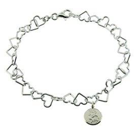 CJoL-Sterling-Silver-Ladies-11-28cm-Heart-Link-Charm-Anklet-With-Reversible-St-Christopher-Charm-In-Gift-Box-64g-0