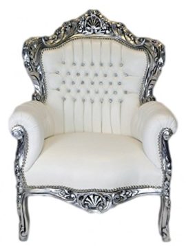 Casa-Padrino-Baroque-Armchair-King-white-leather-lookSilver-Bling-Bling-diamante-Lounge-Furniture-Baroque-Armchair-King-white-leather-lookSilver-Bling-Bling-diamante-Lounge-Furniture-0