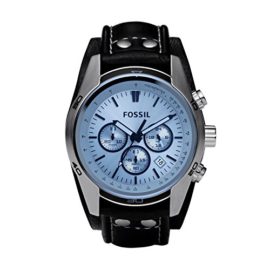 FOSSIL-Coachman-Chronograph-Black-Leather-Watch-Analogue-Mens-Watch-with-Quartz-Movements-and-Blue-Dial-Stopwatch-Tachymeter-and-Timer-Functionality-0