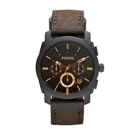 FOSSIL-Machine-Mid-Size-Chronograph-Brown-Leather-Stainless-Steel-Watch--Analogue-Mens-Watch-with-Quartz-Movements--Stopwatch-and-Timer-Functionality-0