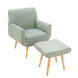 Feifeiyo-1x-Nordic-Retro-Fabric-Occasional-Accent-Chair-with-Footstool-Comfy-Reading-Lounge-Chair-for-Bedroom-Living-Room-0-2