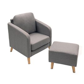 Feifeiyo-1x-Retro-Grey-Fabric-Occasional-Accent-Chair-with-Footstool-Comfy-Reading-Lounge-Chair-for-Bedroom-Living-Room-0-2