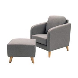 Feifeiyo-1x-Retro-Grey-Fabric-Occasional-Accent-Chair-with-Footstool-Comfy-Reading-Lounge-Chair-for-Bedroom-Living-Room-0