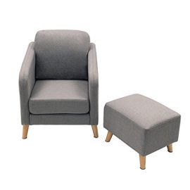 Feifeiyo-1x-Retro-Grey-Fabric-Occasional-Accent-Chair-with-Footstool-Comfy-Reading-Lounge-Chair-for-Bedroom-Living-Room-0-3