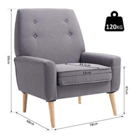 HOMCOM-Nordic-Single-Cushion-Padded-Chair-Wooden-Armchair-Button-Tufted-Seat-Sponge-Scandinavian-Living-Room-Bedroom-Comfortable-Linen-0-0