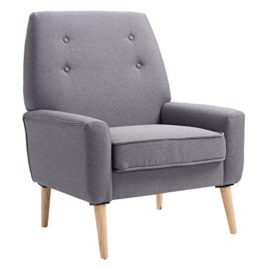 HOMCOM-Nordic-Single-Cushion-Padded-Chair-Wooden-Armchair-Button-Tufted-Seat-Sponge-Scandinavian-Living-Room-Bedroom-Comfortable-Linen-0