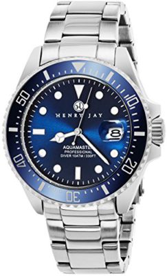 Henry-Jay-Mens-Stainless-Steel-Specialty-Aquamaster-Professional-Dive-Watch-with-Date-0