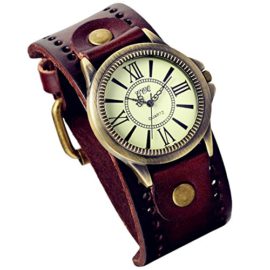 Lancardo-Vintage-Leather-Bracelet-Watch-With-Antique-Brass-Bronze-Tone-BezelBrown-0