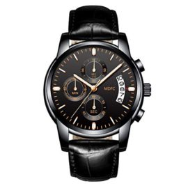 MDFC-Men-High-Grade-Quartz-Watch-Black-Leather-Strap-30-Meters-Life-Waterproof-with-Luminous-Stopwatch-Calendar-Date-Functions-and-More-0