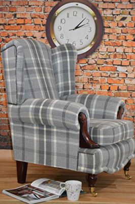 Metro-Furniture-North-East-Ltd-VIP-Wing-Back-Cottage-Chair-in-Balmoral-Dove-Grey-Tartan-Fabric-0