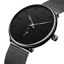 RSVOM-Mens-Watches-Men-Quartz-Watch-with-Black-Stainless-Steel-Mesh-Band-Minimalist-Waterproof-Analogue-Wrist-Watches-for-Men-with-Sub-Dial-0