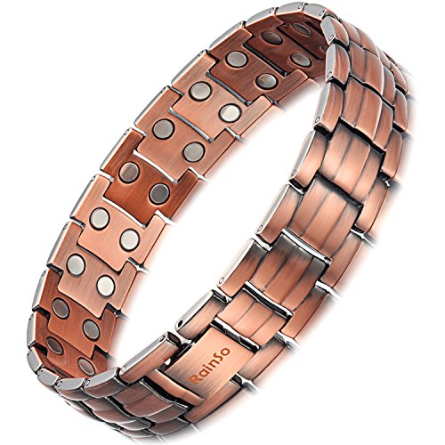 Rainso Mens Doule Row Copper Magnetic Therapy Bracelet for ...