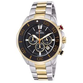 Rotary-Mens-Quartz-Watch-with-Black-Dial-Chronograph-Display-and-Two-Tone-Stainless-Steel-Bracelet-AGB00067C04-0