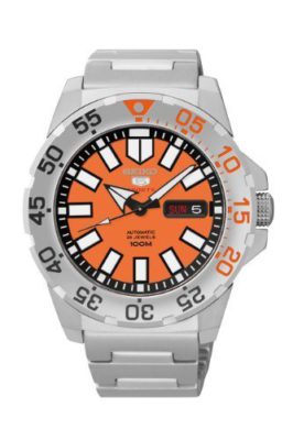 Seiko-SRP-483-5-Sports-Mens-Automatic-Watch-Analogue-Dial-Steel-Bracelet-GreyOrange-0-0