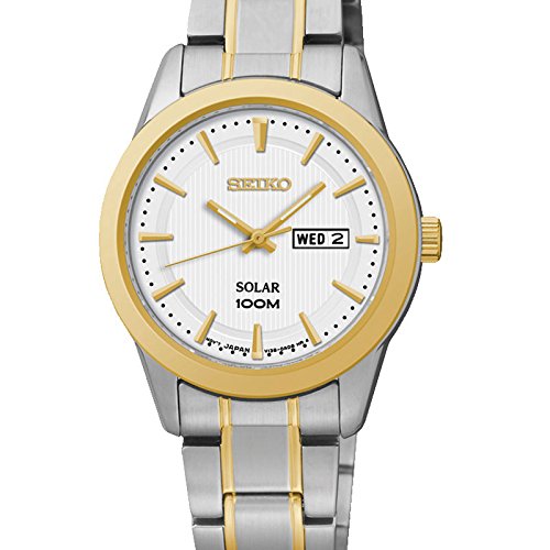 Seiko Women's Analogue Classic Solar Powered Watch with Stainless Steel ...