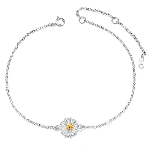 Sweetiee Lovely Anklet 925 Sterling Silver Anklet, Daisy Flower ...