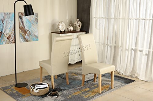 WestWood Furniture Set of 4 Premium Cream Faux Leather ...