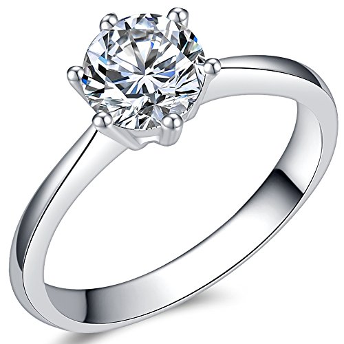 1.0 Carat Classical Stainless Steel Solitaire Engagement Ring