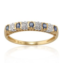 9ct-Yellow-Gold-024ct-Natural-Sapphire-Diamond-Half-Eternity-Ring-0