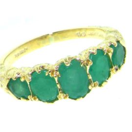 9ct-Yellow-Gold-Luxury-Vibrant-Emerald-Eternity-Band-Ring-Finger-Sizes-L-to-Z-Available-0-1