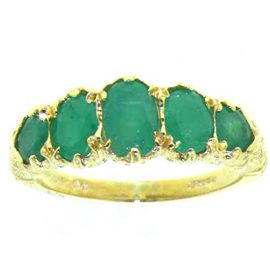 9ct-Yellow-Gold-Luxury-Vibrant-Emerald-Eternity-Band-Ring-Finger-Sizes-L-to-Z-Available-0