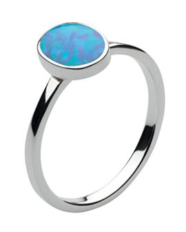 Dew-Sterling-Silver-and-Blue-Synthetic-Opal-Oval-Cab-Ring-0