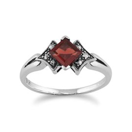 Gemondo-925-Sterling-Silver-Art-Deco-Garnet-Marcasite-Ring-0