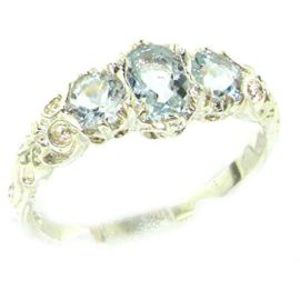 Ladies-Solid-Sterling-Silver-Natural-Aquamarine-English-Victorian-Trilogy-Ring-0