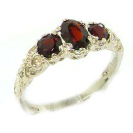 Ladies-Solid-Sterling-Silver-Natural-Garnet-English-Victorian-Trilogy-Ring-0