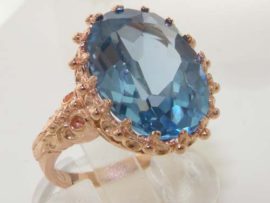 Luxury-Solid-9ct-Rose-Gold-Large-16x12mm-Oval-10ct-Created-Aquamarine-Ring-0-0