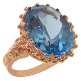 Luxury-Solid-9ct-Rose-Gold-Large-16x12mm-Oval-10ct-Created-Aquamarine-Ring-0