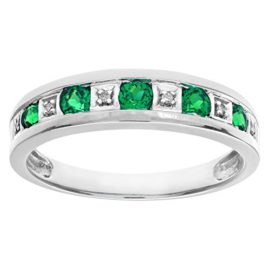 Naava-Womens-Round-Brilliant-Emerald-and-Diamonds-9-ct-White-Gold-Eternity-Ring-0