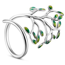 SHEGRACE-925-Sterling-Silver-Ring-with-Enamel-Leaves-Platinum-Size-Q-for-Woman-0