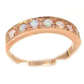 Solid-English-9ct-Rose-Gold-Ladies-Natural-Opal-Eternity-Band-Ring-0