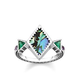 Thomas-Sabo-Women-Ring-Zig-zag-Abalone-Mother-of-Pearl-925-Sterling-Silver-Blackened-TR2232-991-7-0