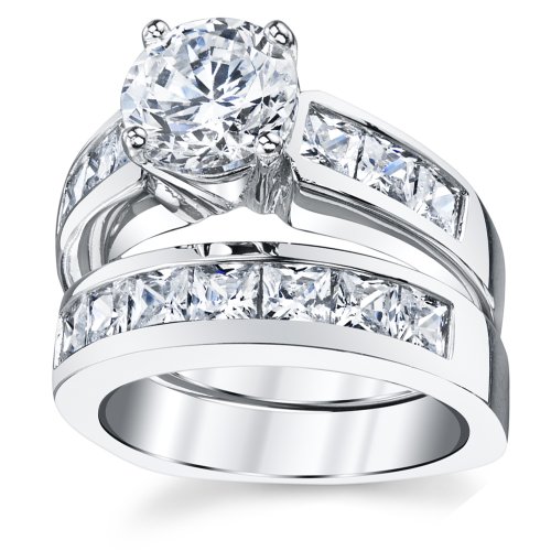 Ultimate Metals Co. ® Sterling Silver Bridal Set Engagement Wedding ...