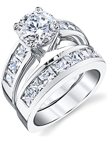 Ultimate Metals Co. ® Sterling Silver Bridal Set Engagement Wedding ...