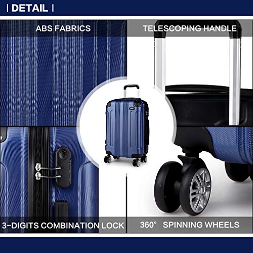 Kono 20 Inch Hard Shell Luggage Lightweight ABS 4 Wheels Spinner ...