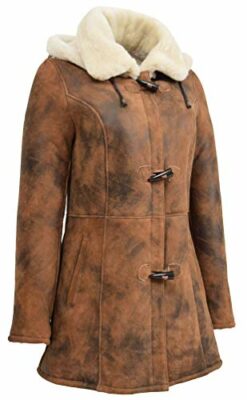 A1-FASHION-GOODS-Genuine-Sheepskin-Duffle-Coat-For-Womens-34-Long-Hooded-Cognac-Shearling-Jacket-Armas-0