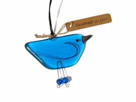 Blue-Fused-Glass-Bird-hanging-Ornament-Lovely-fun-gift-to-hang-in-a-window-or-on-a-drawer-knob-BD111-0