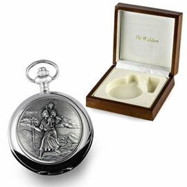 De-Walden-Boys-Christening-Gift-Engraved-St-Christopher-Pocket-Watch-Wood-Box-MP-0