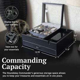 HOUNDSBAY-Commander-Dresser-Valet-Watch-Box-Case-Mens-Jewelry-Box-Organizer-with-Smartphone-Charging-Station-and-Cufflink-Box-0-0