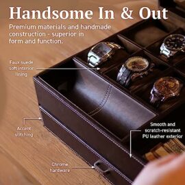 HOUNDSBAY-Commander-Dresser-Valet-Watch-Box-Case-Mens-Jewelry-Box-Organizer-with-Smartphone-Charging-Station-and-Cufflink-Box-0-1