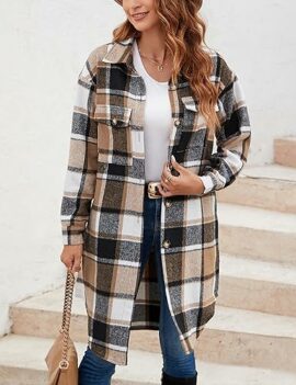 Himosyber-Womens-Casual-Plaid-Lapel-Woolen-Button-Up-Pocketed-Long-Shacket-Coat-0-1