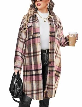 INVOLAND-Womens-Plus-Size-Flannel-Plaid-Shirts-Long-Sleeve-Lounge-Lapel-Boyfriend-Button-Down-Tartan-Long-Jacket-Coats-0