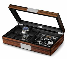 Lifomenz-Co-Watch-Jewelry-Box-for-Men-6-Slot-Watch-Box6-Watch-Case-8-Pair-Cufflinks-and-Sunglasses-Display-BoxWood-Large-Watch-Display-Case-Organizer-with-Real-Glass-Window-Top-0