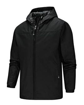 MakingDa-Mens-Waterproof-Jacket-Hooded-Windbreaker-Casual-Outdoor-Windproof-Comfy-Hoodies-Coat-with-Zip-Pockets-0