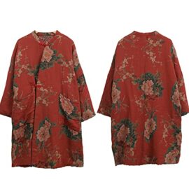 NFYM-Women-Cotton-Jacket-Kimono-Style-Soft-Quilted-Flower-Printed-Long-Loose-Outwear-Coats-with-Pockets-Red-One-Size-0-1